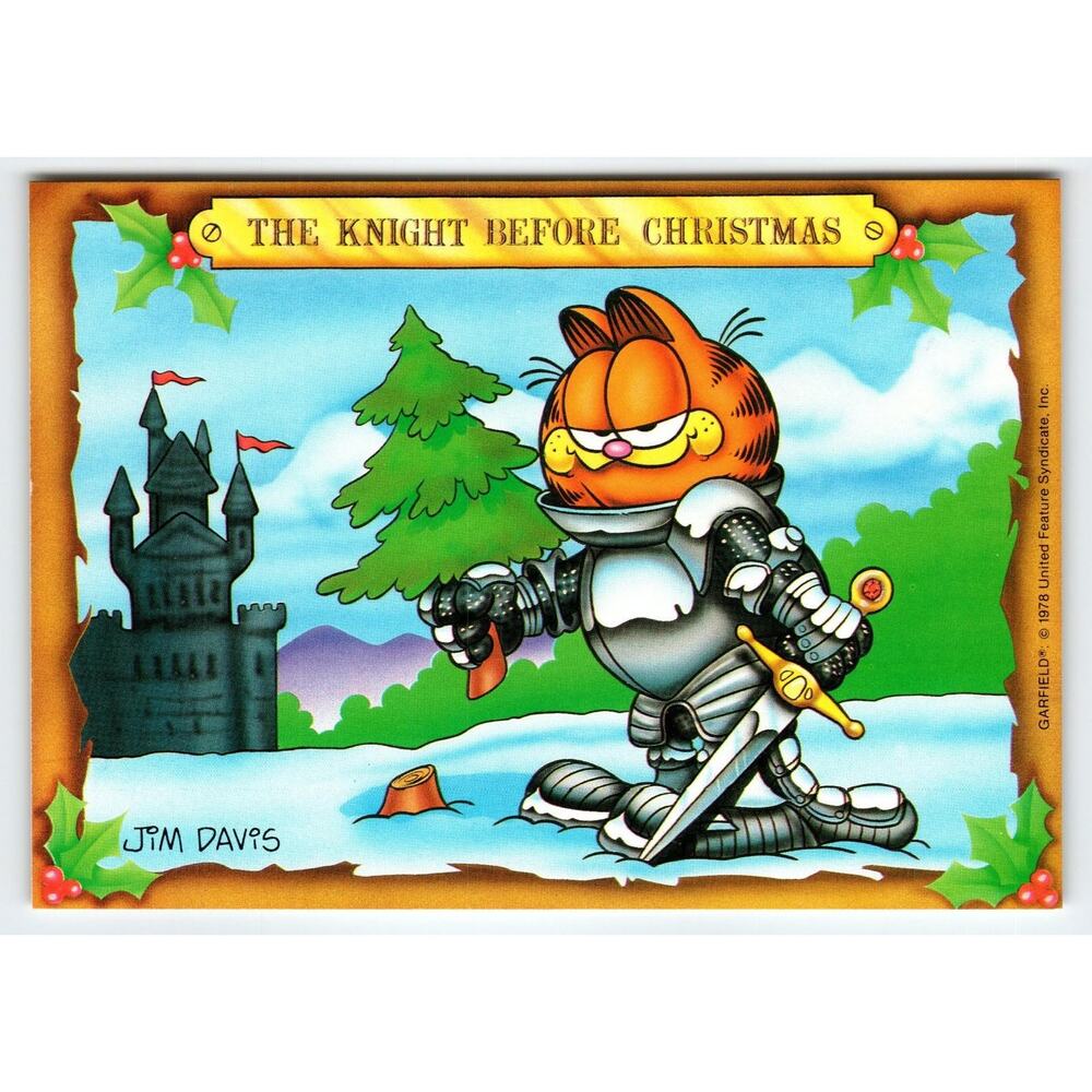 Vintage Garfield Postcard "The Knight Before Christmas" Medieval Armor 1978